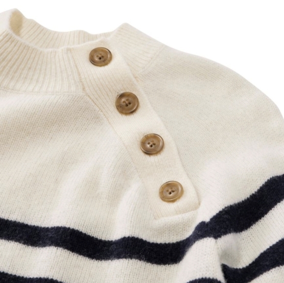 L.L. Bean Women's Signature Wool Knit Sweater Navy Stripe Women's Sz M - Picture 6 of 10